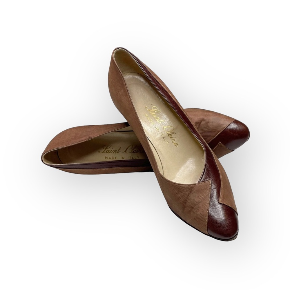 Vintage 70’s: Saint Claire ⊛ Italy Soft Glove Leather Pumps ⊛ Dusty Rose 2 Tone - Picture 10 of 16